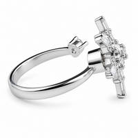 Rotatable Snowflake Spinner Ring For Women, Adjustable Open Band Fidget 1509