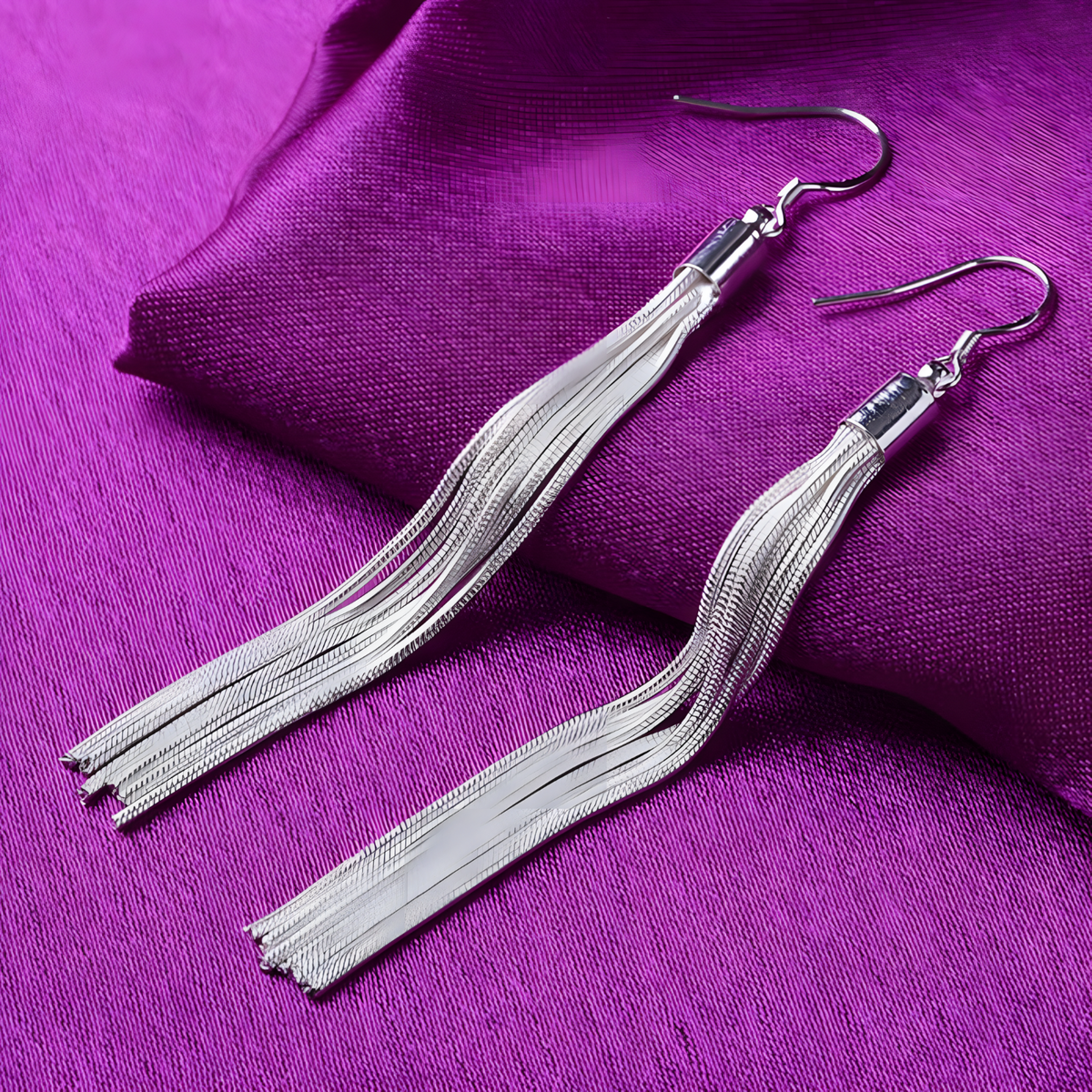 Long Tassel Drop Earrings Women, 925 Silver-Plated Alloy, Lightweight Dangle 967