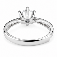 Round Cut Solitaire Ring Silver-Plated Alloy 4 Prong Engagement Ring Adjust 1616