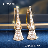 Rose Gold Zircon Loop Earrings for Women – Sparkling Inlaid Crystal Dangle 678