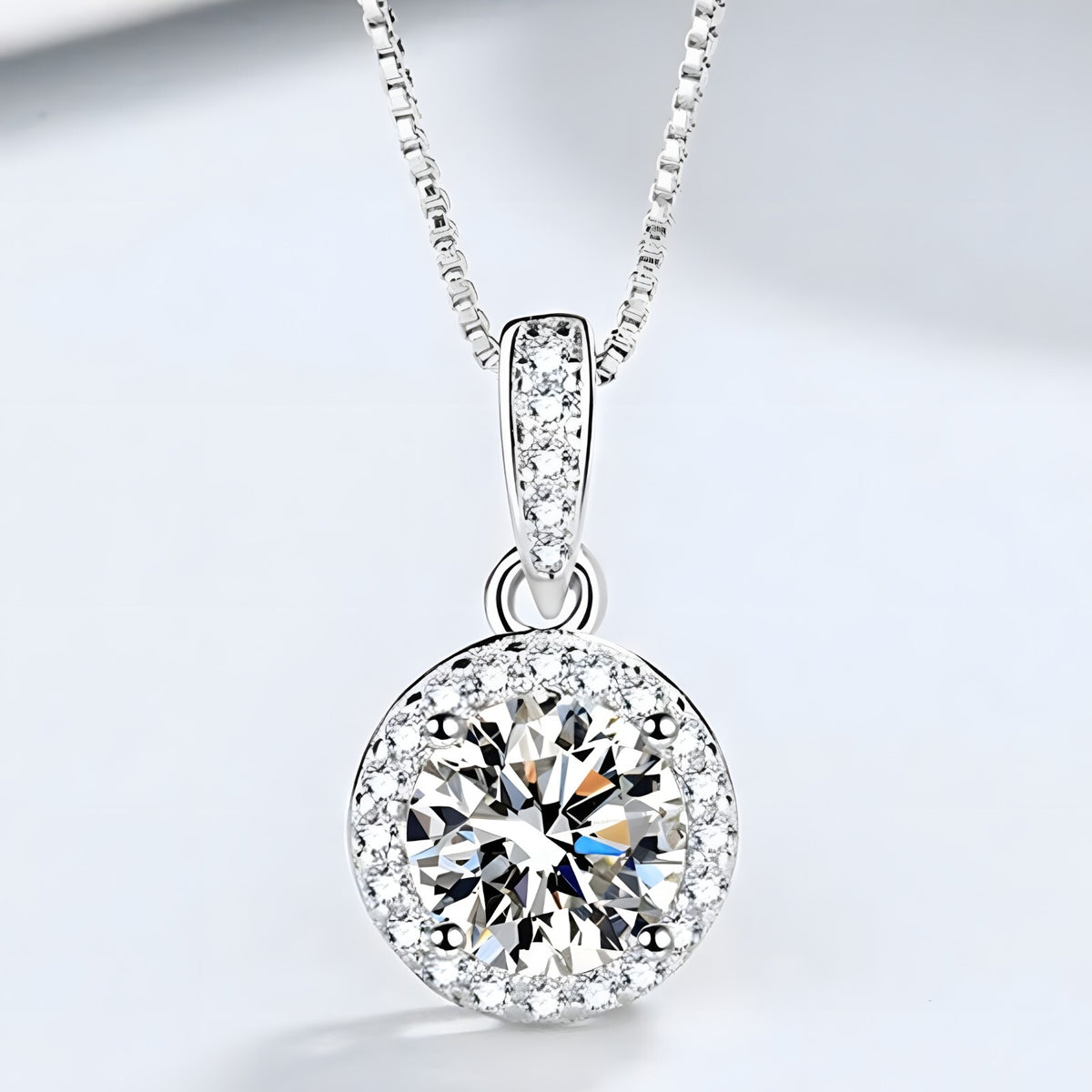925 Sterling Silver Fine Round AAA Zircon Pendant Necklaces Women Jewelry 273