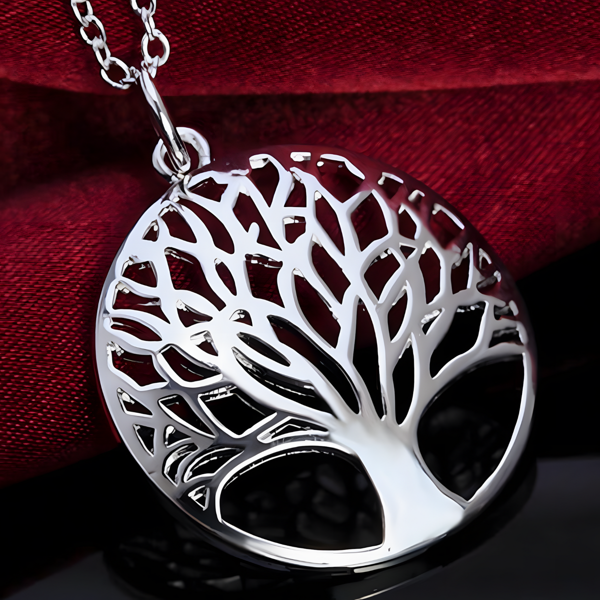 925 Sterling Silver Round Tree of Life Pendant Necklace Women, 18Inch Chain B135