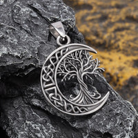 Celtic Tree of Life Crescent Moon Necklace f– Zinc Alloy Metal Pendant 1083