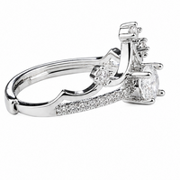 Women's Adjustable Crown Zircon Engagement Ring, Round Brilliant Promise 1637