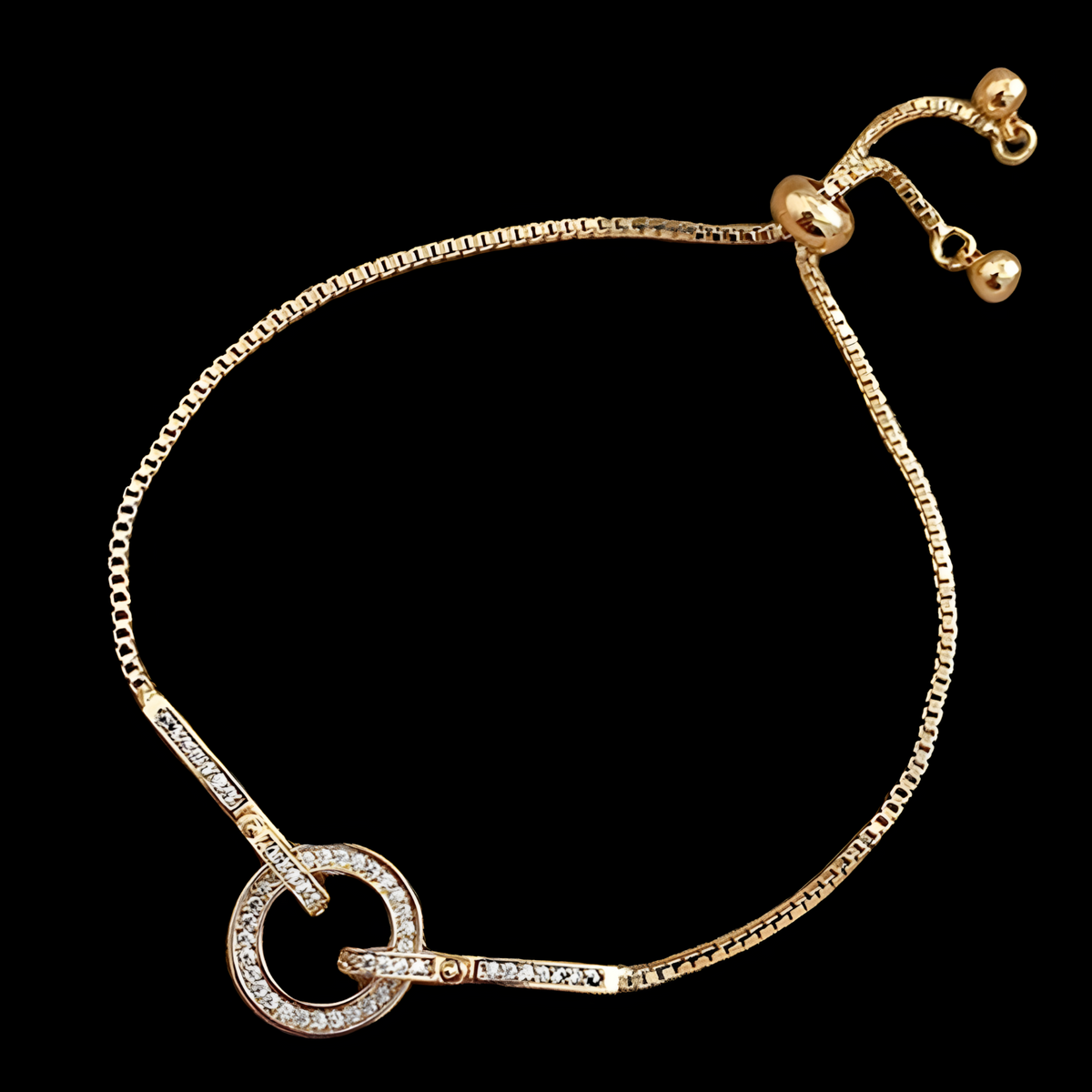 Unified Jewellery Gold-Plated Circle Link Bracelet Women – Sparkling Crystal 907