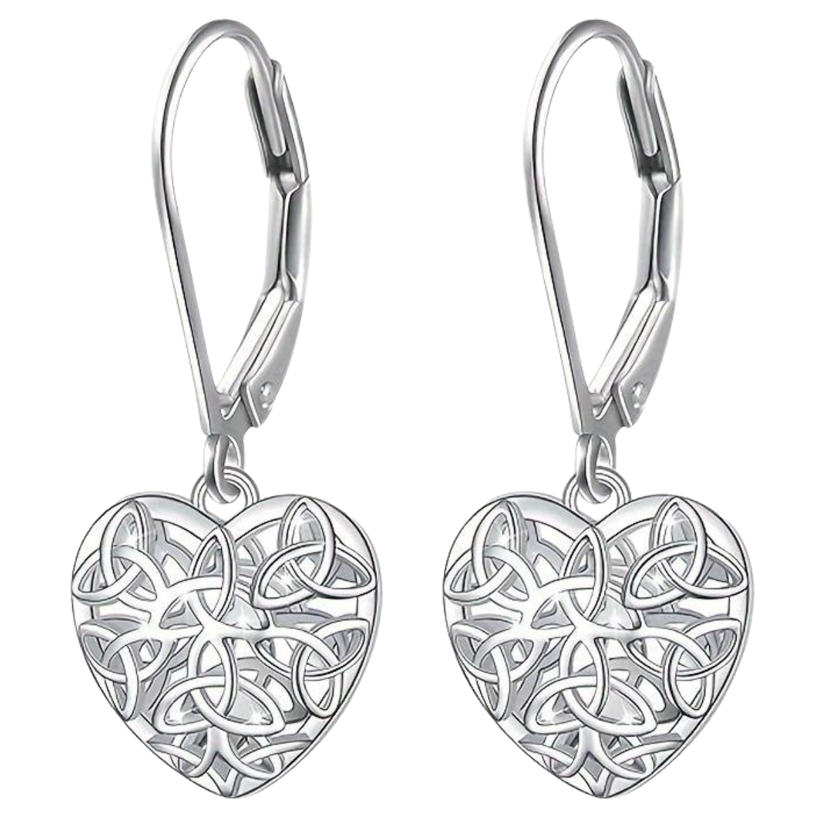 Celtic Knot Heart Drop Earrings Women – Elegant Lever Back Dangle Jewellery 157