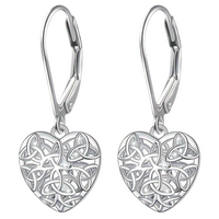 Celtic Knot Heart Drop Earrings Women – Elegant Lever Back Dangle Jewellery 157