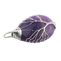 Tree of Life Silver Amethyst Pendant Necklace Spiritual Crystal Healing 1336