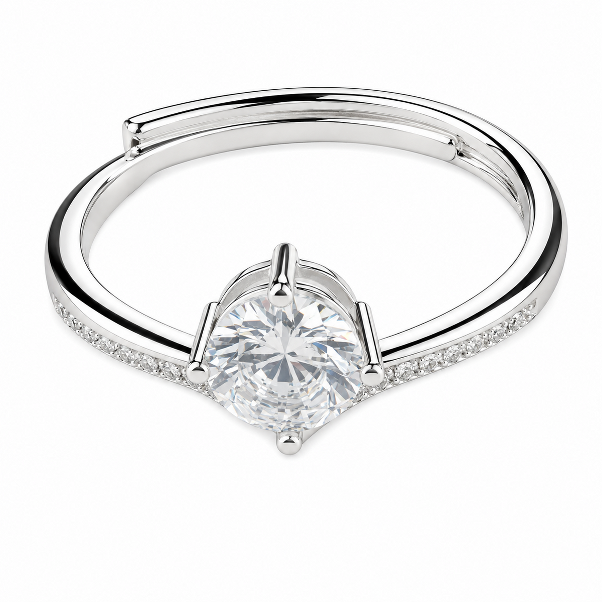 Twisted Pave Engagement Ring For Women Round Brilliant Cut Zircon Solitaire 1606