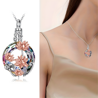 Unified Jewellery Lotus Flower Pendant Necklace For Women Silver Colour 1749