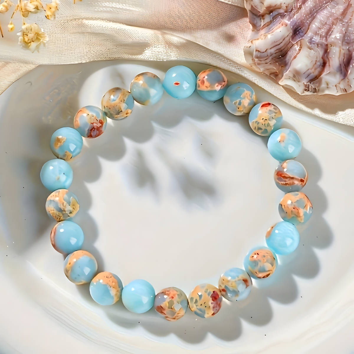 Colourful Chakra Inspired Beaded Bracelet 18cm 8mm Statement Wristwear 1733