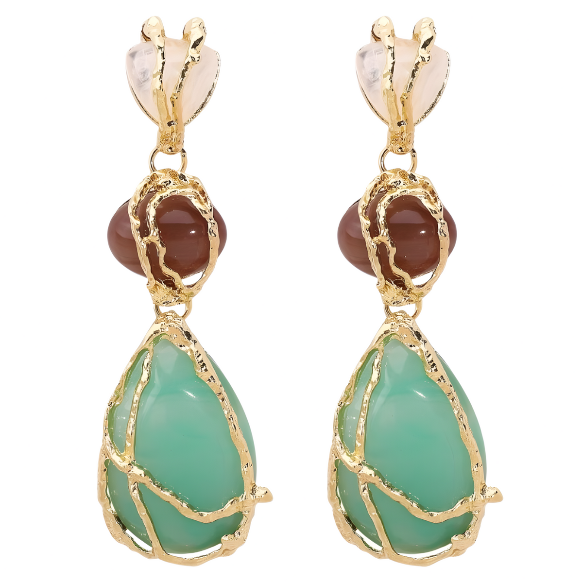 Waterdrop Dangle Earrings For Women Gold Plated Alloy Teardrop Resin Drop 1453