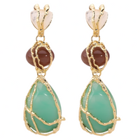 Waterdrop Dangle Earrings For Women Gold Plated Alloy Teardrop Resin Drop 1453
