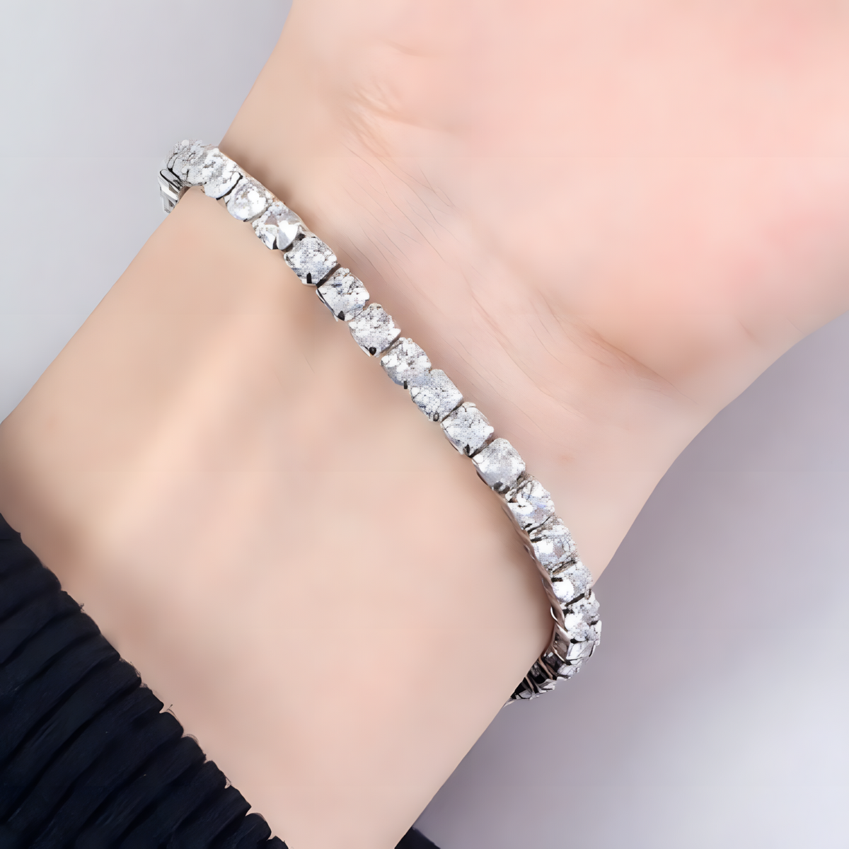 925 Sterling Silver-Plated Tennis Bracelet Women Sparkling Zircon Chain Link 851