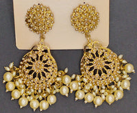 Elegant Bollywood Inspired Gold Kundan Earrings - Traditional Indian Jewelry 239