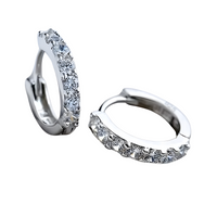 Women's 925 Sterling Silver Small Hoop Earrings AAAA Cubic Zirconia, Dainty 471