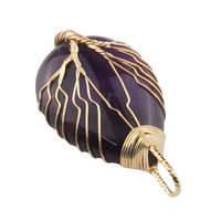Gold Amethyst Tree Of Life Pendant Necklace Women Oval Gemstone Statement 1342