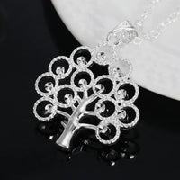 925 Sterling Silver Tree of Life Pendant Necklace Women, Elegant Openwork 412