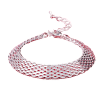 Exquisite Fashion Flat Mesh Weaving Chain Bracelet Hot 925 Sterling 659
