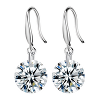 Unified Jewellery Silver-Plated Round Zircon Drop Earrings for Women Elegant 923