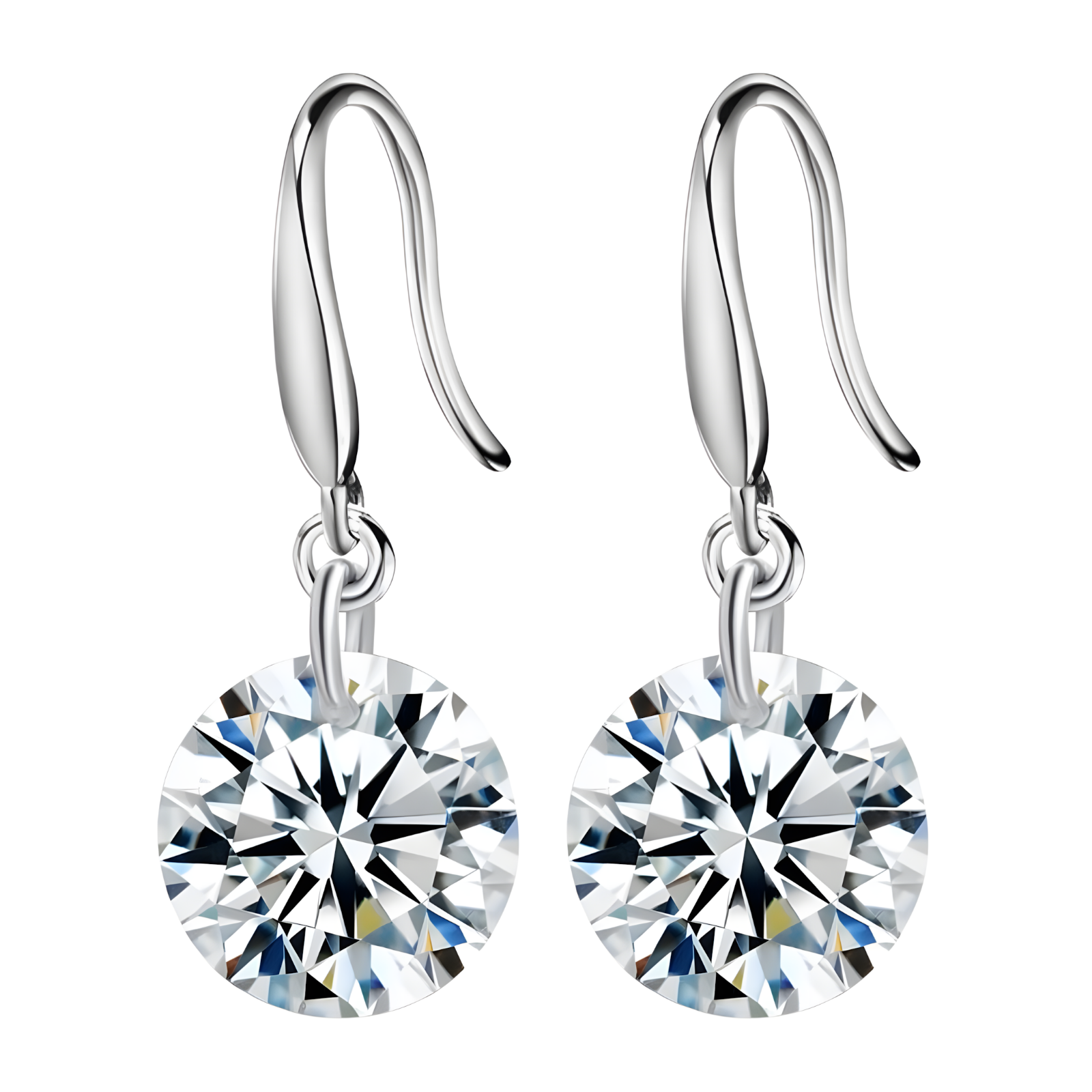 Unified Jewellery Silver-Plated Round Zircon Drop Earrings for Women Elegant 923