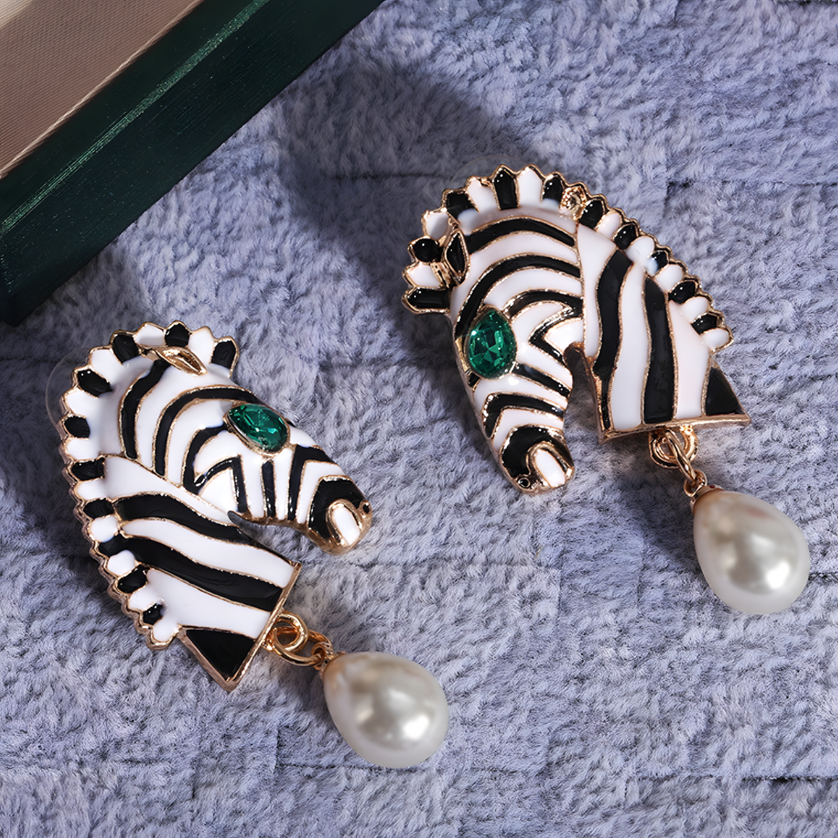 Zebra Drop Earrings For Women Gold Plated Animal Pattern Dangle Earrings 1460