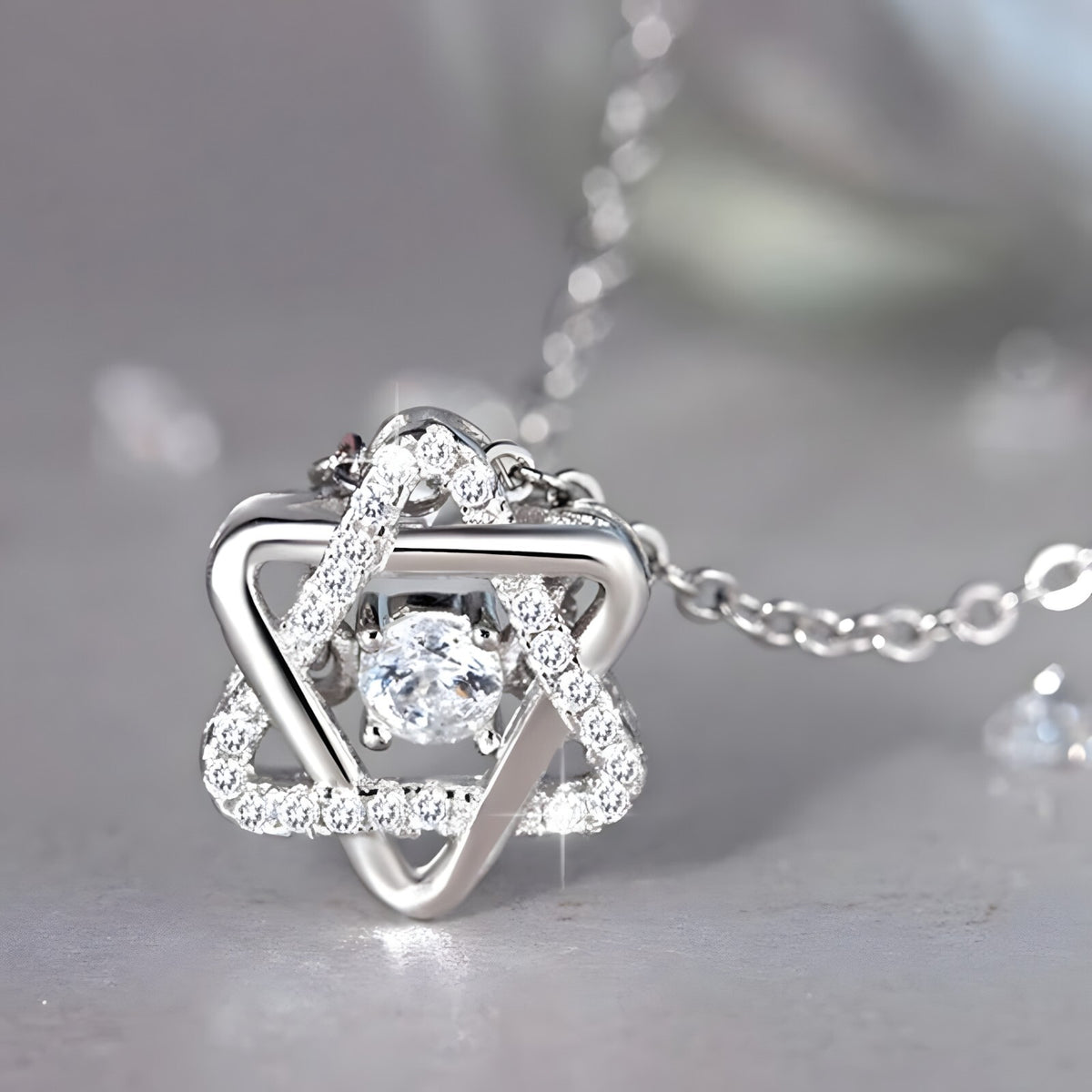 925 Sterling Silver Star Pendant Necklace with AAA Zircon – Adjustable Chain 261