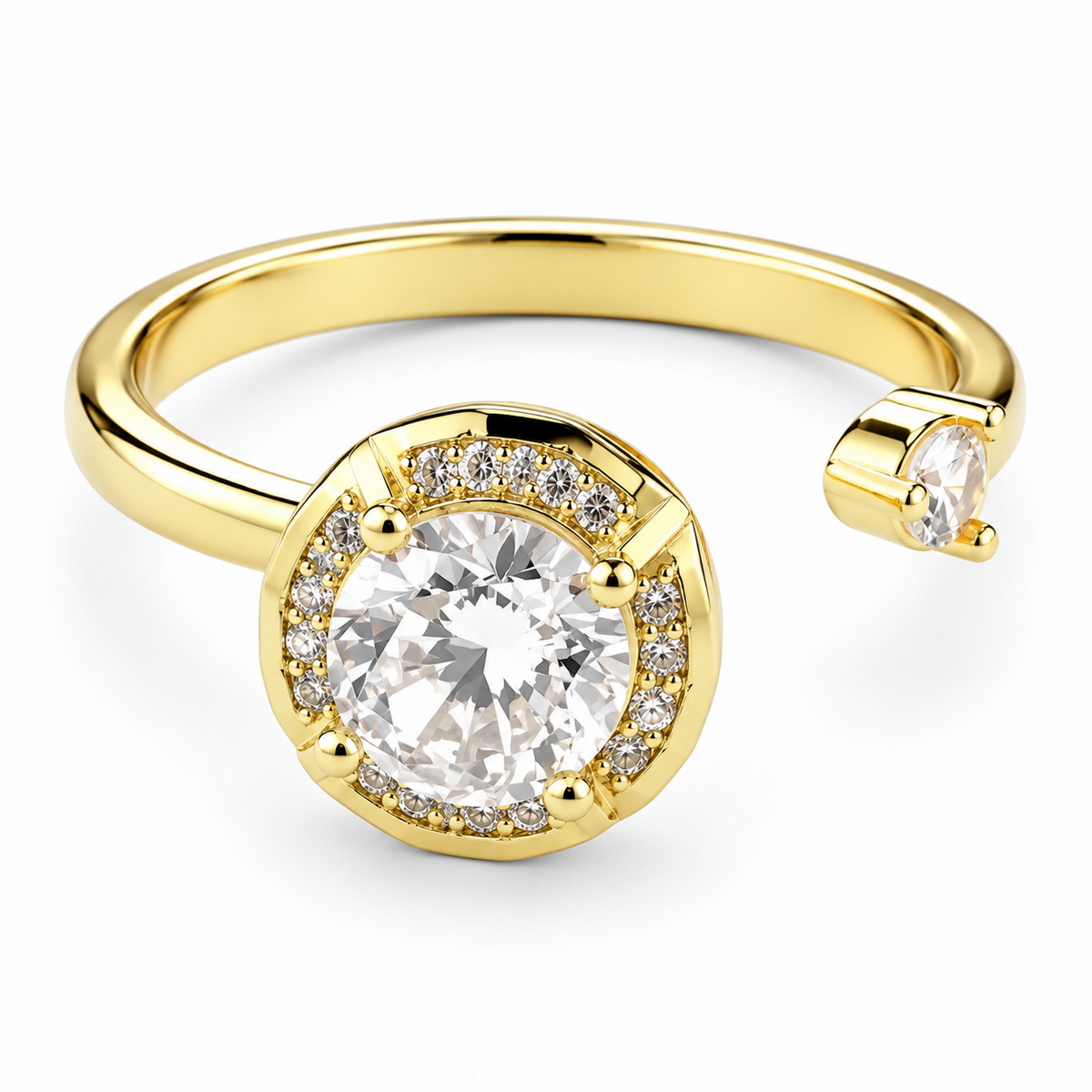 Rotatable Halo Flower Spinner Ring For Women, Adjustable Open Band Fidget 1519