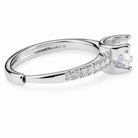 Women's Adjustable Silver Tone Ring Cathedral Band With Shoulder Sparkle 1619