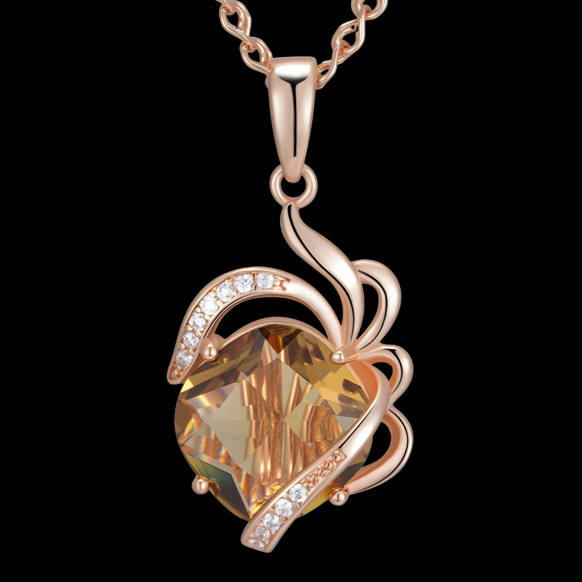 Vintage Geometric Pendant Necklace for Women – Copper Metal 585 Rose Gold 1272