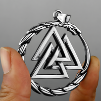 Valknut Ouroboros Pendant Necklace - Norse Viking Symbol - Silver Plated 1120