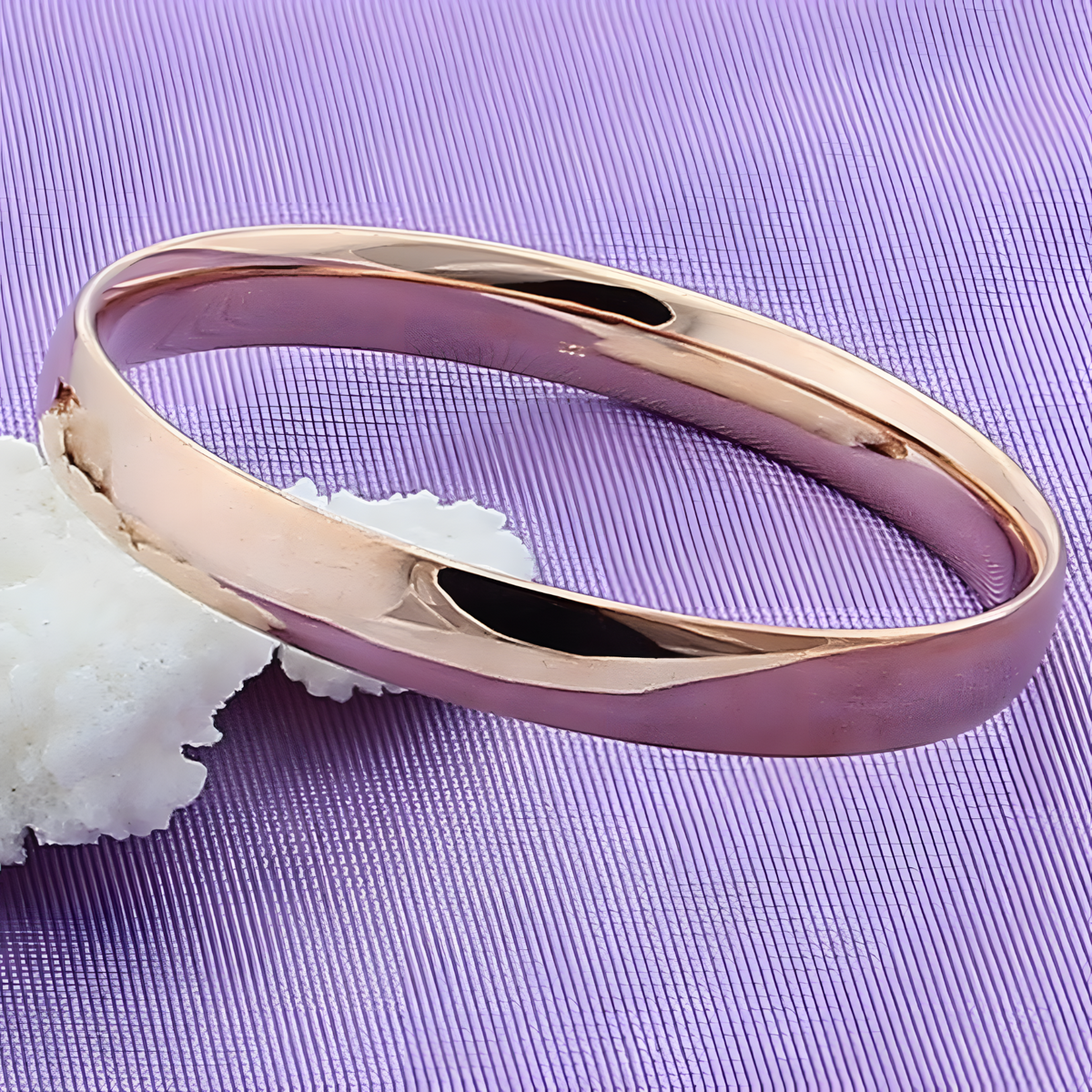 925 Sterling Silver Polished Bangle Bracelet Women Classic 397_1 (Gold color)