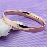 925 Sterling Silver Polished Bangle Bracelet Women Classic 397_1 (Gold color)