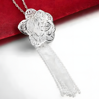 Unified Jewellery Premium Floral Tassel Pendant Necklace Long Chain Women 1830