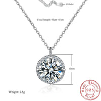 925 Sterling Silver Jewelry Round AAA Zircon Pendant Necklaces Women Fine 271