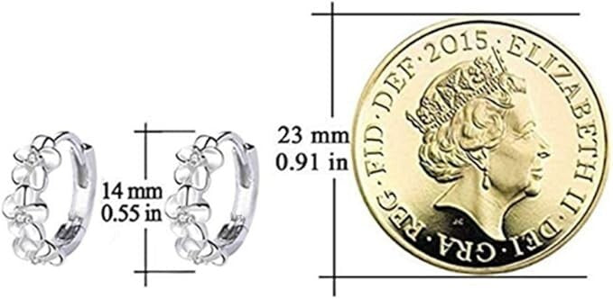 925 Sterling Silver Floral Huggie Hoop Earrings for Women – Delicate Flower 165