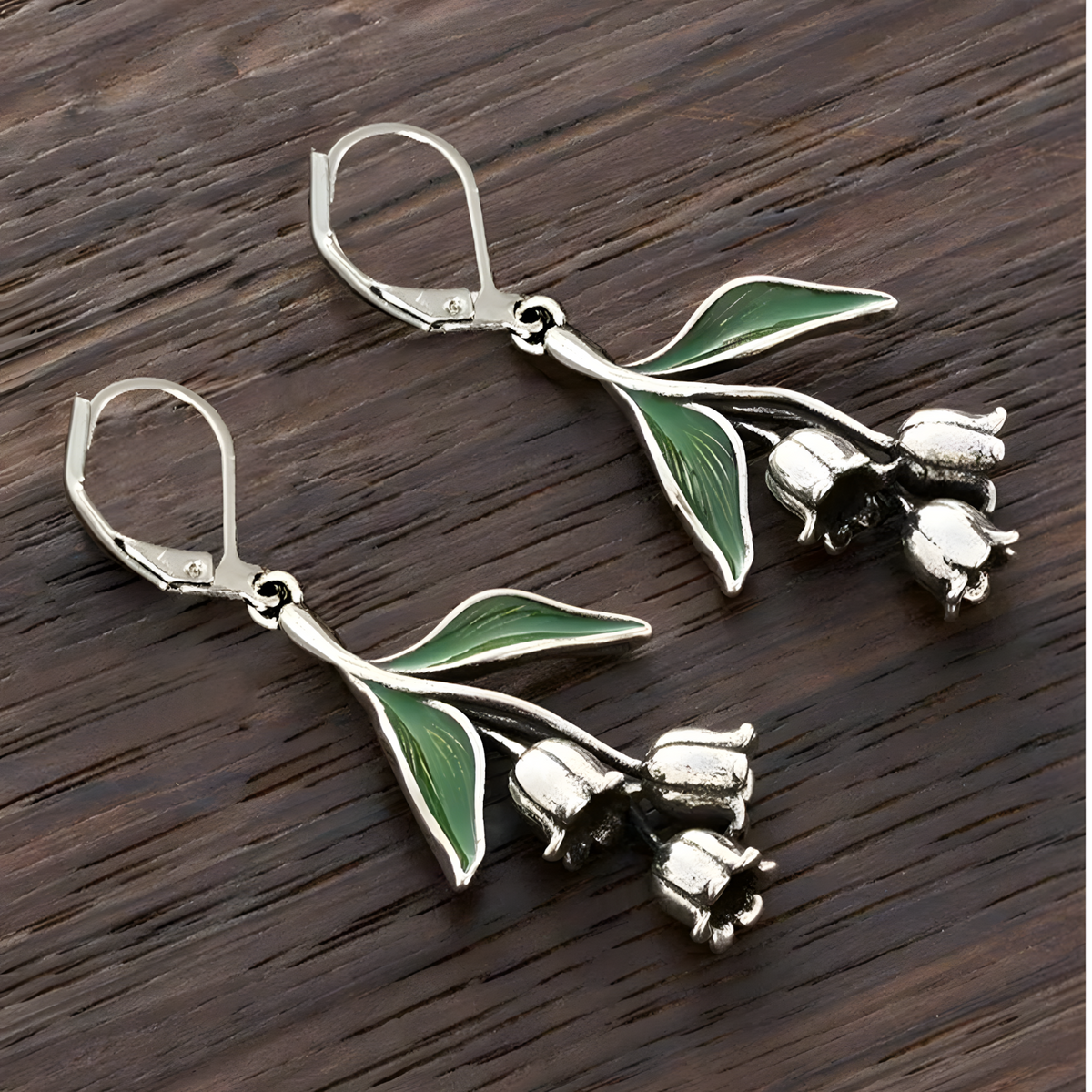 Lily Of The Valley Jewellery Set Women, Green Leaf Flower Pendant Necklace 1710