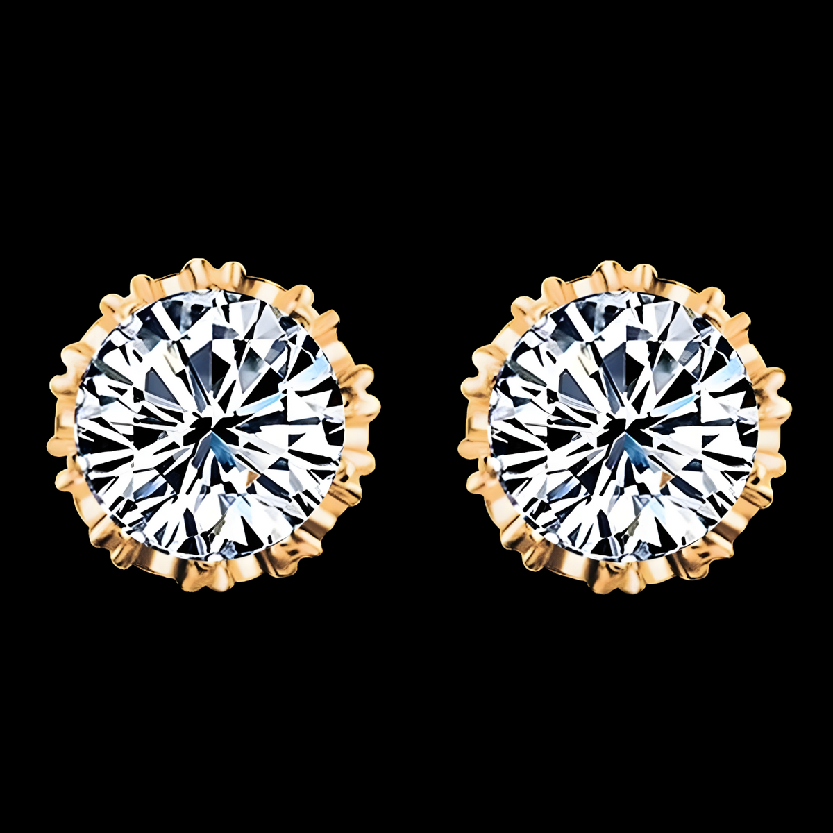 18K Gold-Plated Round Stud Earrings Women - Brilliant Cut Crystal Earrings 313