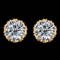 18K Gold-Plated Round Stud Earrings Women - Brilliant Cut Crystal Earrings 313