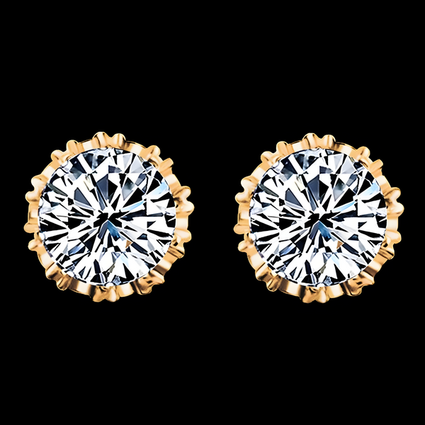 18K Gold-Plated Round Stud Earrings Women - Brilliant Cut Crystal Earrings 313