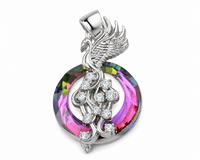 Fire Reborn Phoenix Necklace for Women Girls, Fire of Life Crystal Glass 1391