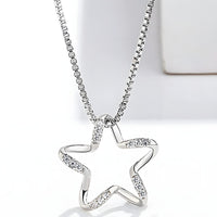 Sterling Silver Star Necklace for Women -Real 925 Box Chain Pendant with AAA 281