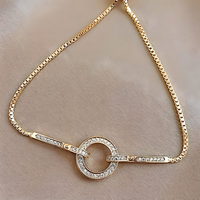Unified Jewellery Gold-Plated Circle Link Bracelet Women – Sparkling Crystal 907