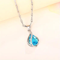 Unified Jewellery® Elegant Aquamarine Teardrop Pendant Necklace | 925 Silver 15