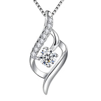 925 Sterling Silver Twisted Zircon Pendant Necklace Elegant Women’s Fashion 257