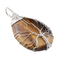 Tree of Life Tiger Eye Pendant Necklace Spiritual Crystal Healing Statement 1335