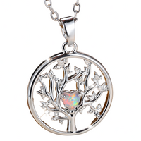 Tree of Life Pendant Necklace Women-Copper Metal Round Family Tree Necklace 1130