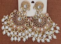 Elegant Bollywood Inspired Gold Kundan Earrings - Traditional Indian Jewelry 215