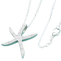Starfish Pendant Necklace For Women - Sparkle Sea Star Charm, Crystal Look  1791