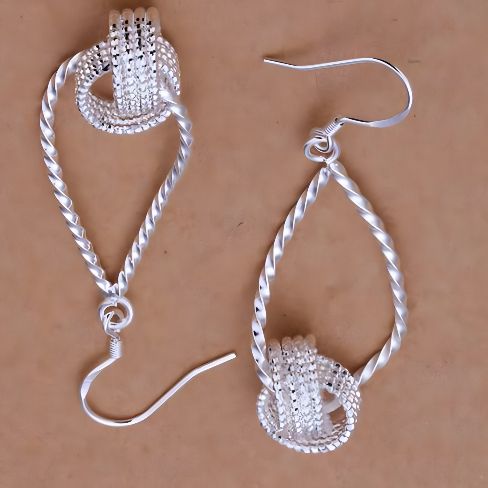 Twisted Knot Dangle Drop Earrings for Women–Copper Alloy 925 Silver Plating 1200